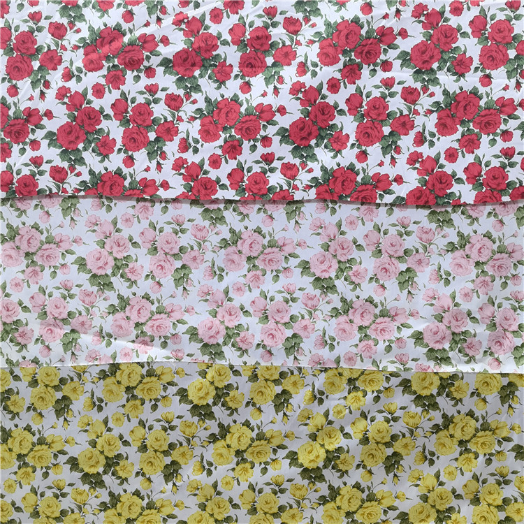 3 Color Rose Cotton Twill Printed Fabric Bedding Handmade Home Clothes Pajamas Doll Fabric Wholesale