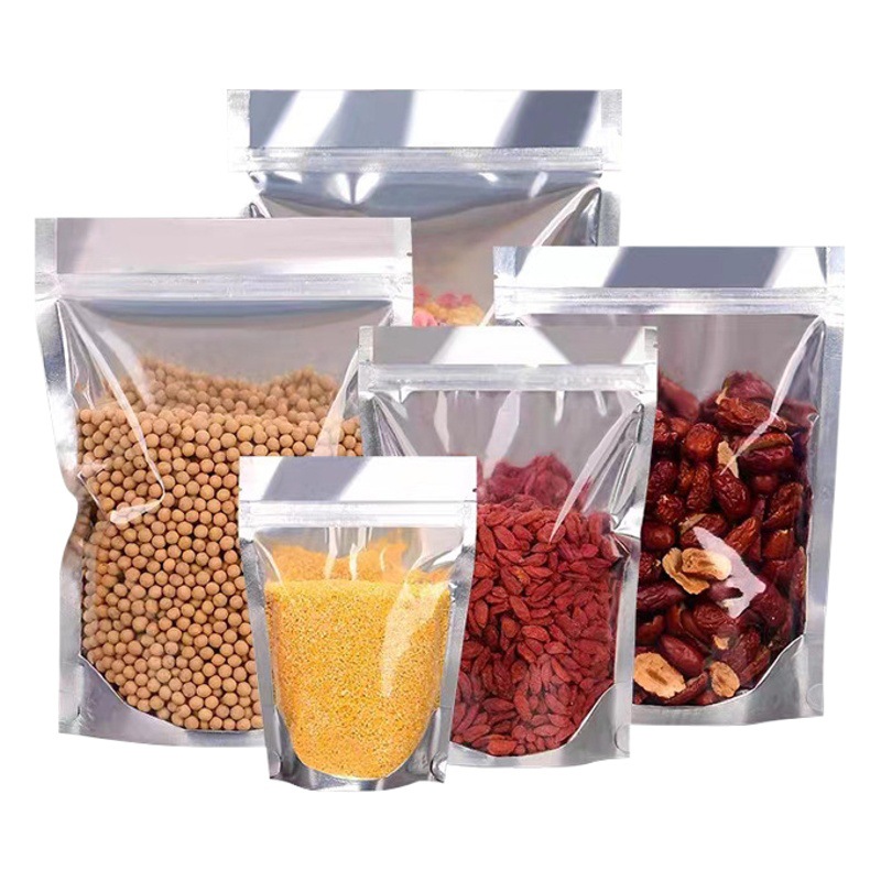 Aluminum-plated Yin and Yang self-supporting self-sealing bag translucent food packaging bag aluminum foil bag dried fruit casual food grade sealed bag