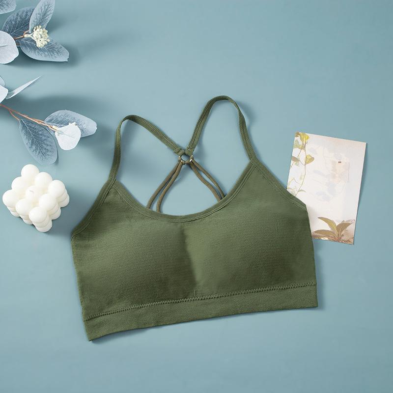 Picture of New Parachute Cross Tube Top Backless Beautiful Back Strap Underwear with Chest Pad Anti-running Sports Girl Bra for Women