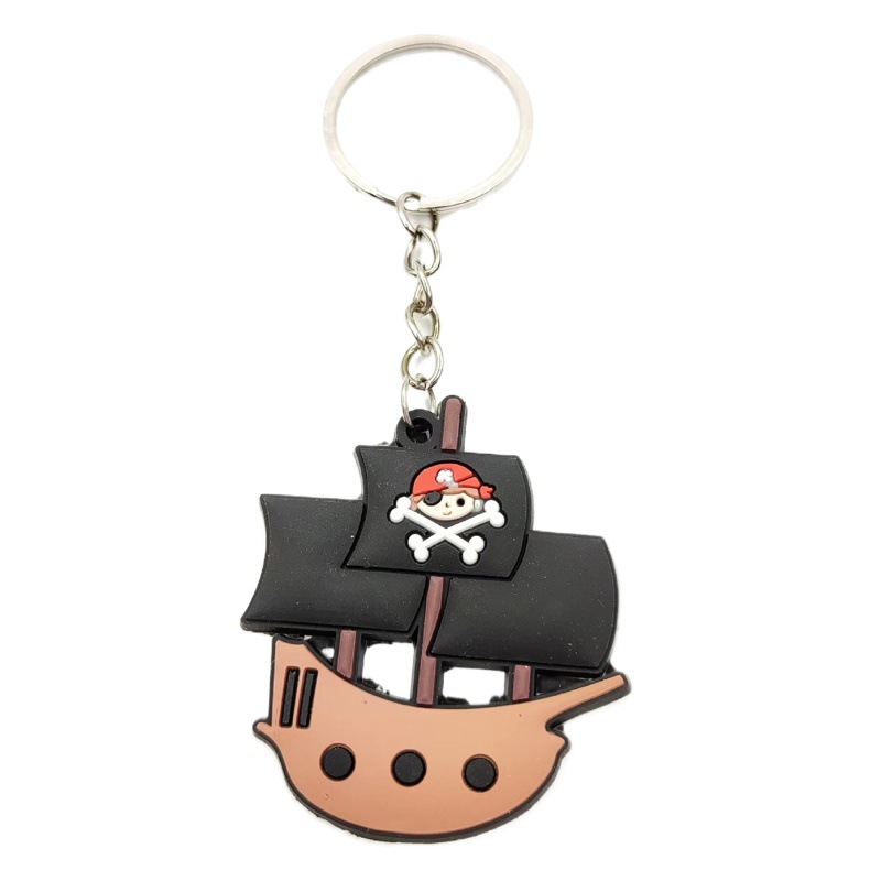 Factory spot wholesale pirate keychain Halloween One Piece PVC soft key chain bag hanging ornaments gift