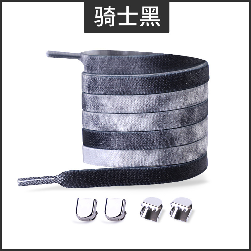 Picture of Widened 8MM Tie-Dye Elastic Tie-Free Shoelace Press Buckle Children's Tie-Free Elastic Step-in White Shoe sneaker