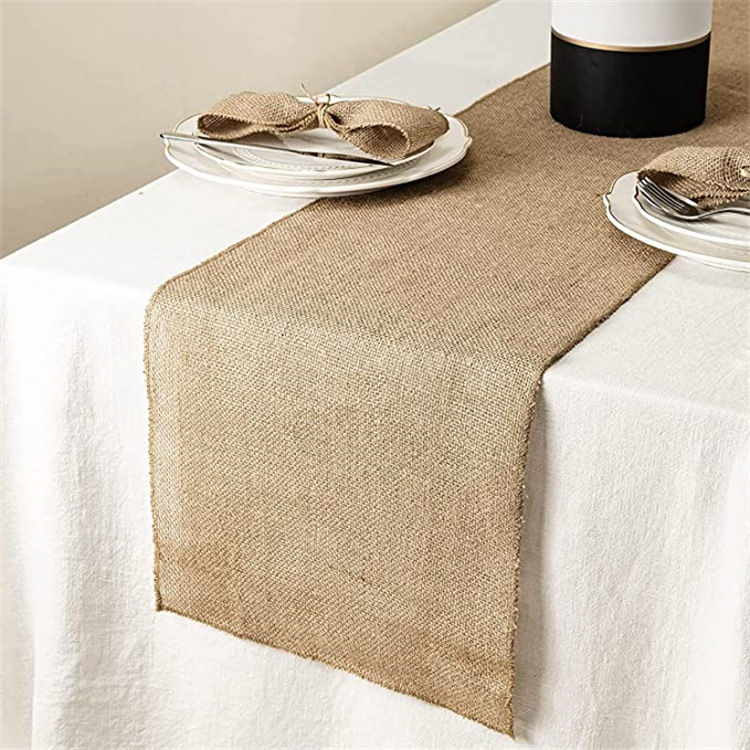 Cross-Border Wedding Party Burlap Table Runner Natural Jute Tablecloth Country Retro Wedding Banquet Decoration