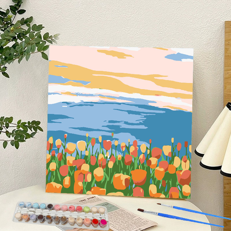Picture of Digital oil painting landscape Dafen village hand-painted mathematical oil painting coloring painting oil painting flowers flower oil painting wholesale