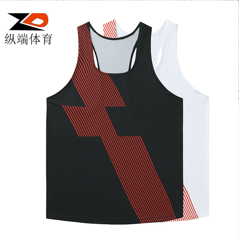 ZD longitudinal end men's track and field marathon running vest sports quick-drying breathable ultra-light mesh training suit