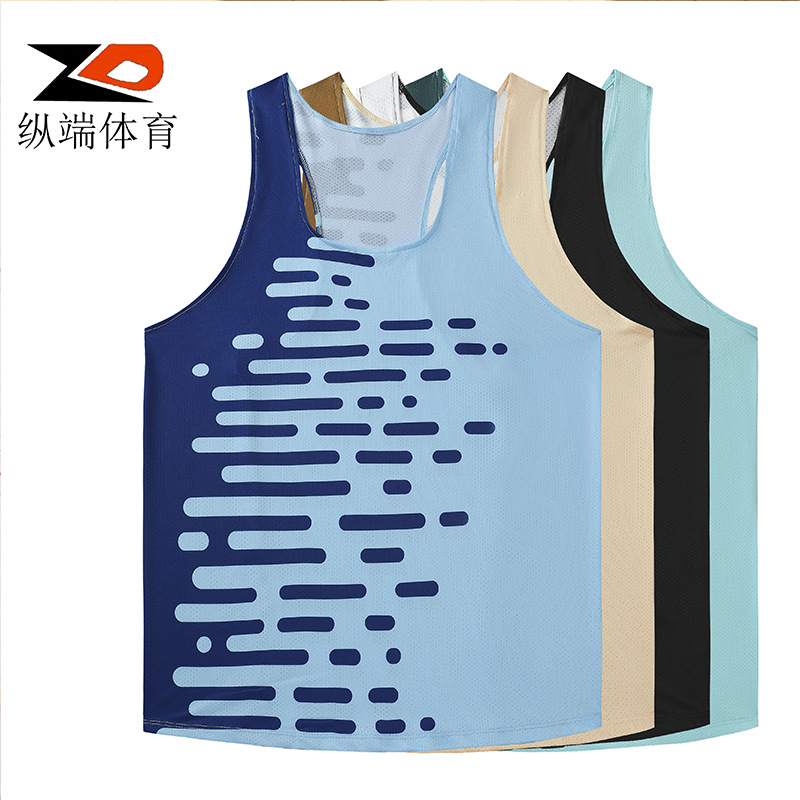 ZD longitudinal end men's track and field marathon running vest sports quick-drying breathable ultra-light mesh training suit