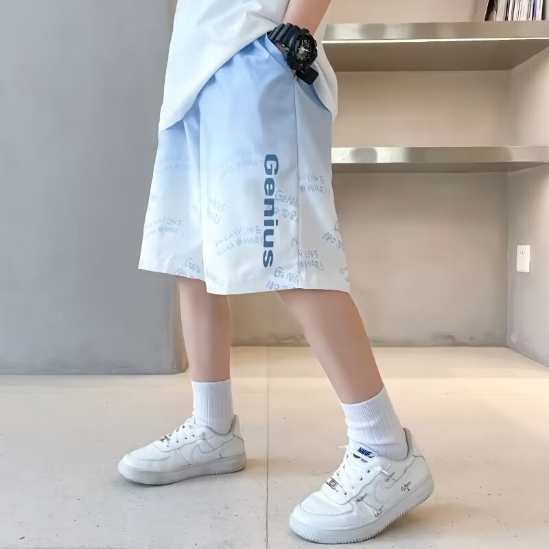 Boys' sports shorts summer thin children's ice silk quick-drying casual cropped pants big boys beach pants