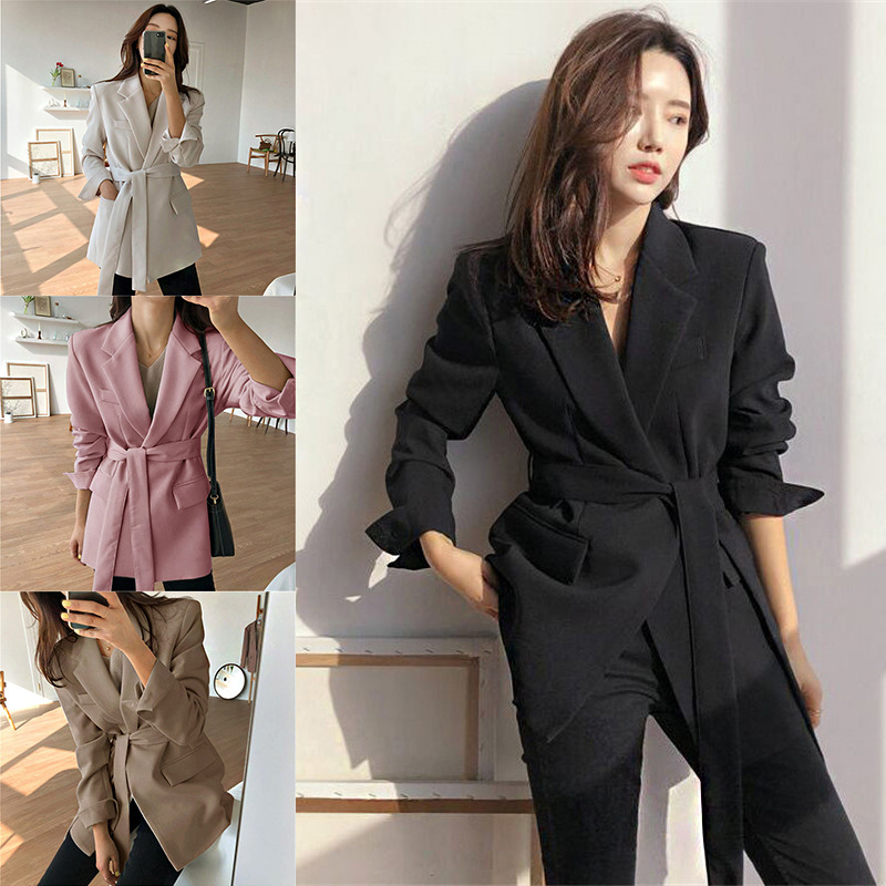 2024 New Spring and Autumn Suit Jacket Commuter All-match Royal Sister Lace-up Waist European and American Korean Style Fashion Student