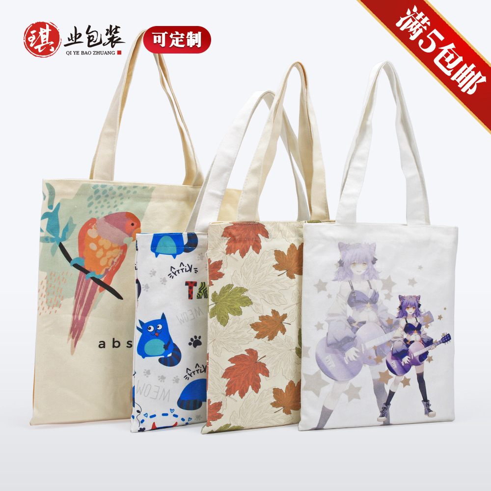 in stockcanvas bag cotton bag hand-painted portable storage bag shopping bag printed logo advertising customization