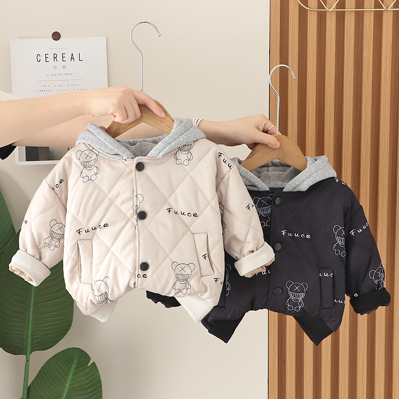 Boys' Winter Cotton Jacket 2023 New Children's Style Cotton Jacket Cool and Handsome Baby Fashionable and Easiest for Match Warm Top