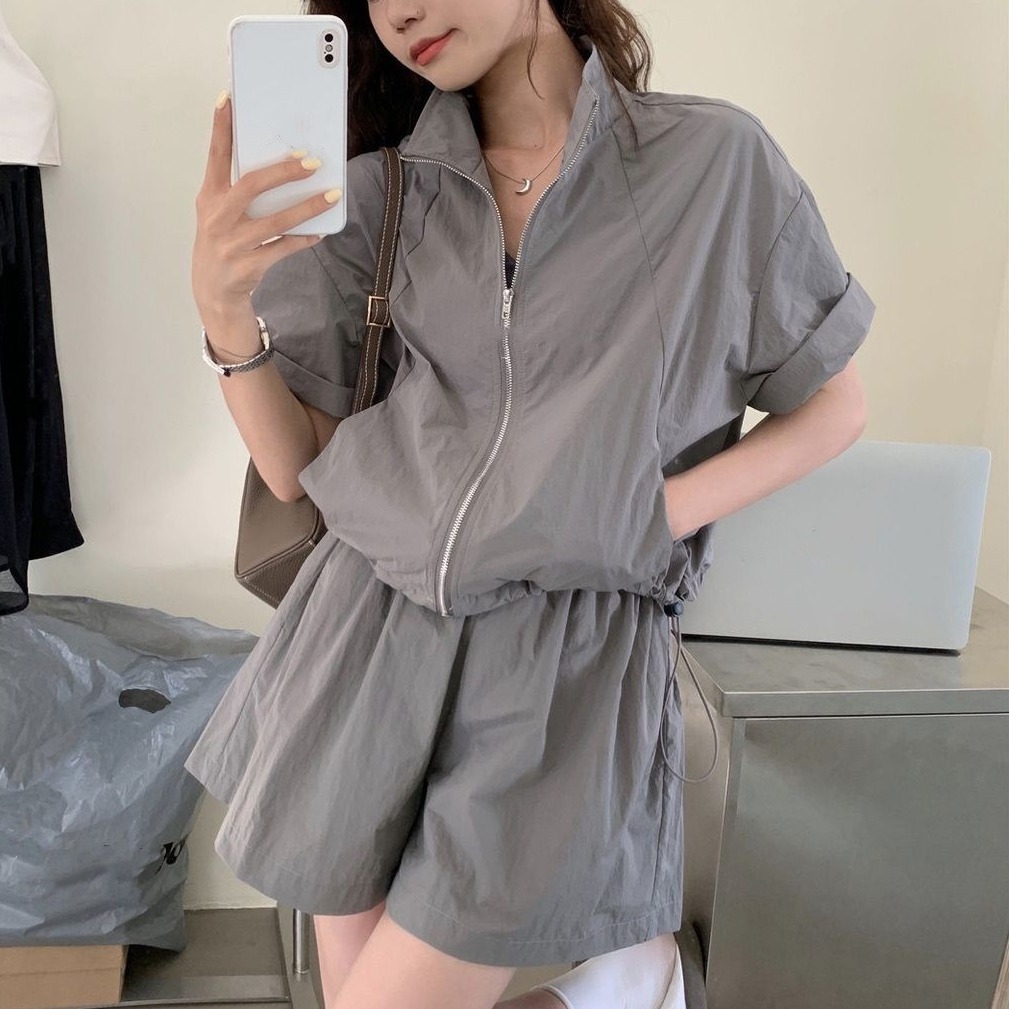 Picture of Casual Sports Suit for Women 2024 Summer New Style High-End Loose Pink Sun Protection Clothing Lightweight Shorts Two-Piece Set