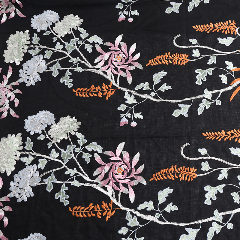 Picture of viscose linen brocade flower embroidery new chinese chrysanthemum cloth