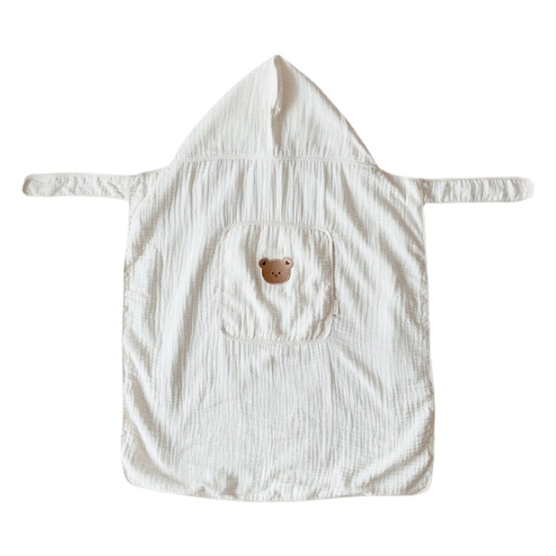 ins Korean Style Cotton Bear Baby Blanket Waist Stool Blanket Hooded Baby Breathable Gauze Cloak Sunscreen Cover Blanket