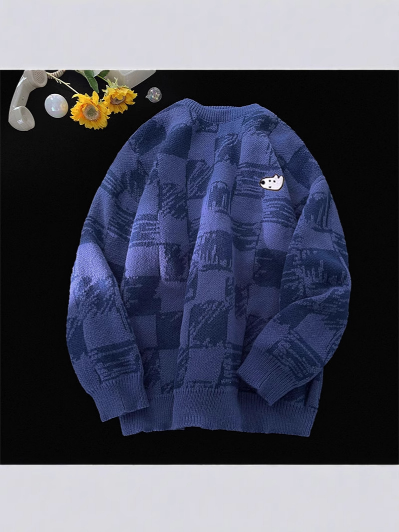 Picture of Fashion 2024 Autumn/Winter New Vintage Loose Knit Sweater Japanese Lazy Style Couple Outfit Trendy Distressed Craftsmanship
