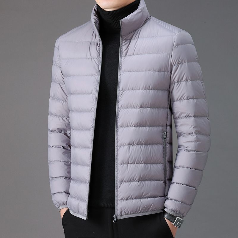 Picture of Handle Autumn and Winter Light Down Cotton-padded Jacket Men's Short Vertical Collar Hooded Middle-aged and Elderly Light Thin Broken Coat