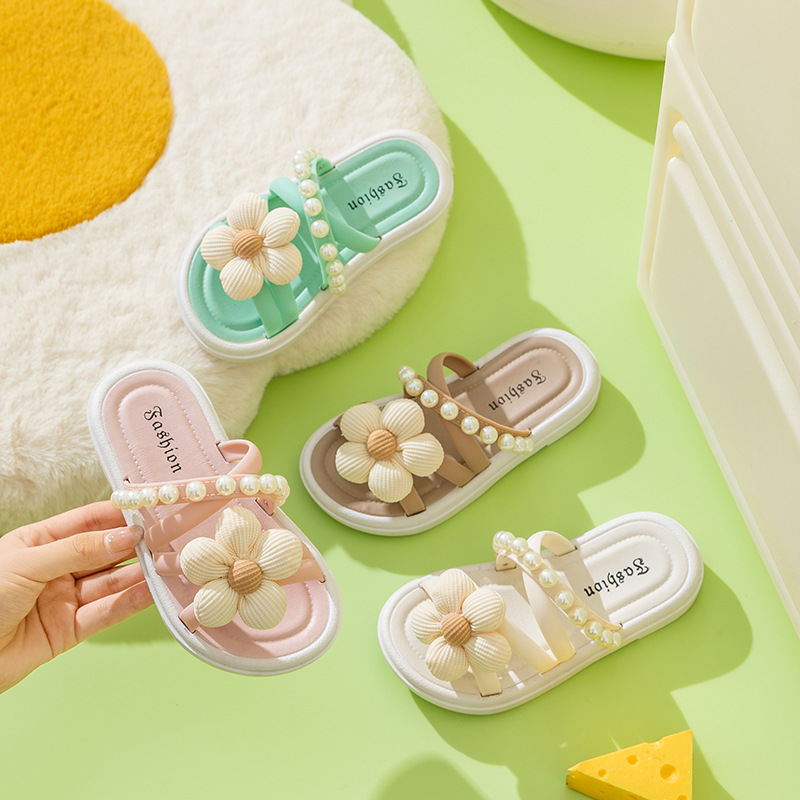 Picture of Women's thick-soled flower slippers summer outdoor wear 2024 new fairy style with skirt Roman Pearl sandals
