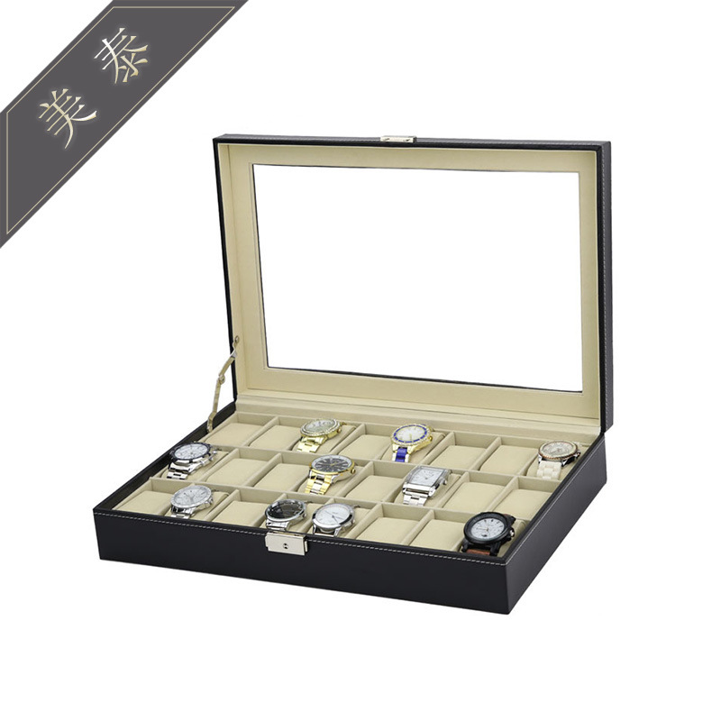 PU leather watch box 24 wooden watch box fashion watch box counter watch display box watch storage box