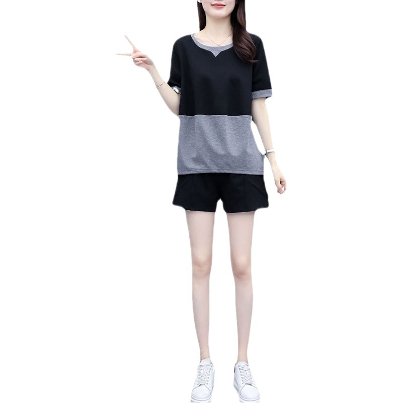 (To) Fashion Short-sleeved Large Size Suit Women's Spring New Loose Slimming Shorts Age-reducing Belly-covering Casual