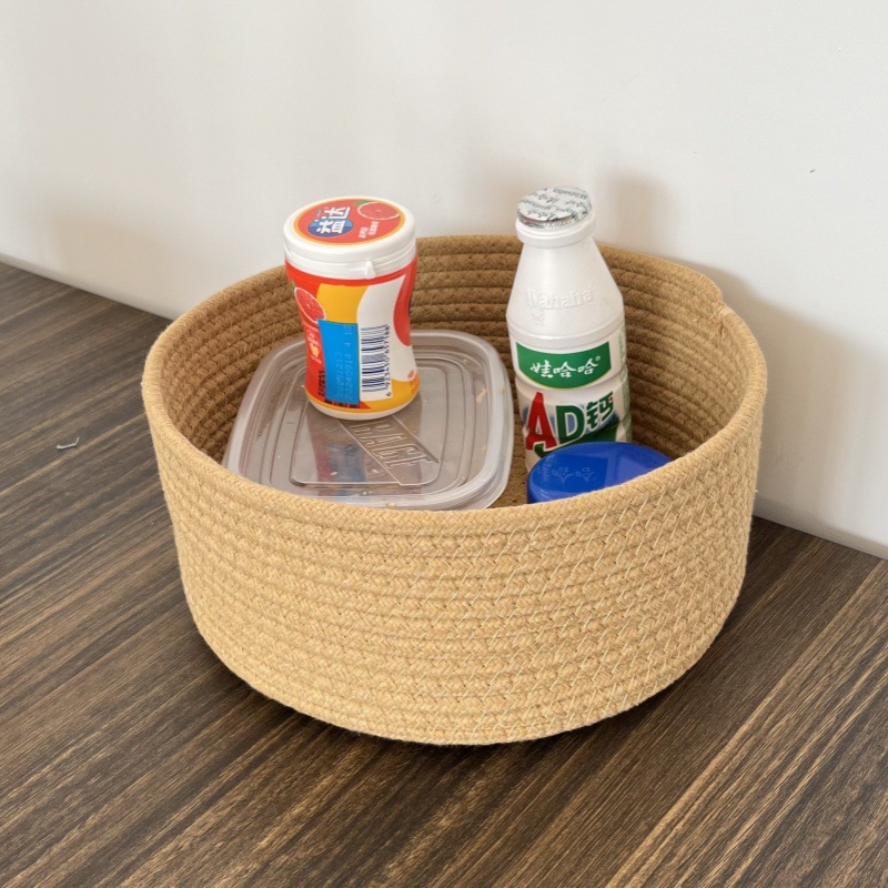 Cotton Rope Storage Basket Woven Basket Nordic Simple Round Desktop Finishing Ornaments Bedside Storage Basket Oval