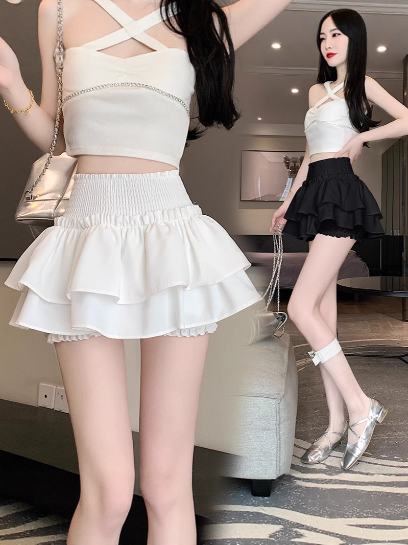 2025 Spring and Summer Korean Style Short Skirt Women's New Fashion Skirt Ballet Style High Waist Slim Hot Girl Cake Skirt