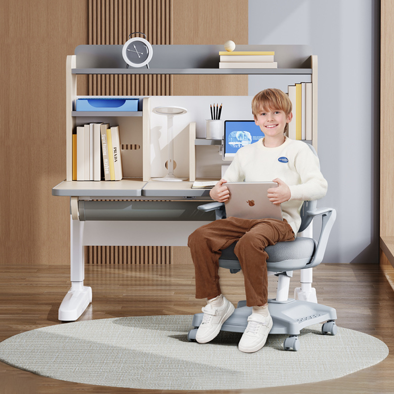 Elephant Leg Children's Study Desk and Chair Set for Primary and Secondary School Students Aged 6-12, Height-Adjustable Writing Desk
