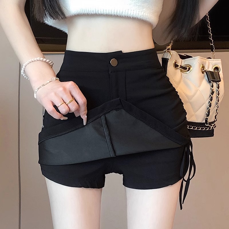 Black Irregular Suit Bust Skirt Women's Summer 2024 New High Waist Slimming A- Line Sexy Hot Girl Skirt