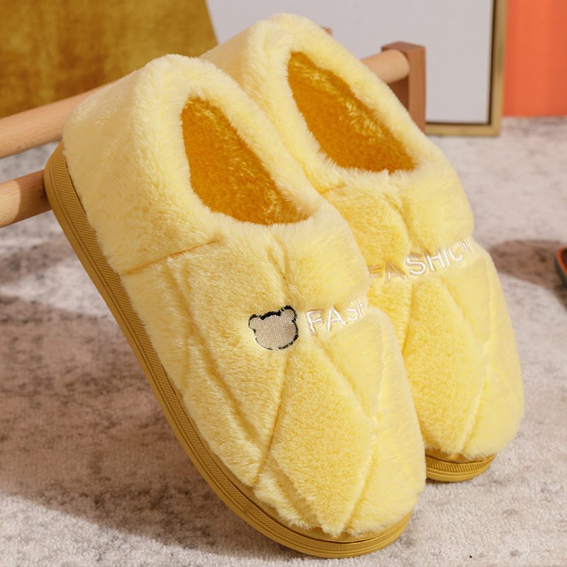 Picture of Fashion New Cotton Slippers Men's Autumn and Winter Bag Heel Indoor Household Thick-soled Warm Home Non-slip Mao Mao Cotton Shoes Women