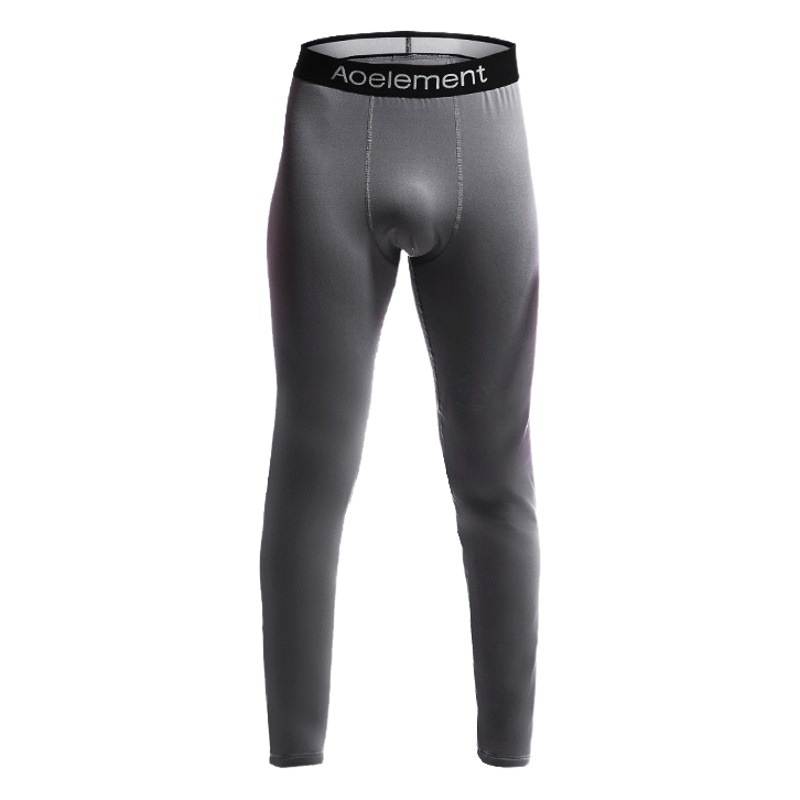 Men's long johns single-piece fleece-lined thin underpants youth line pants warm pants slim-fit autumn and winter leggings cotton-wool pants