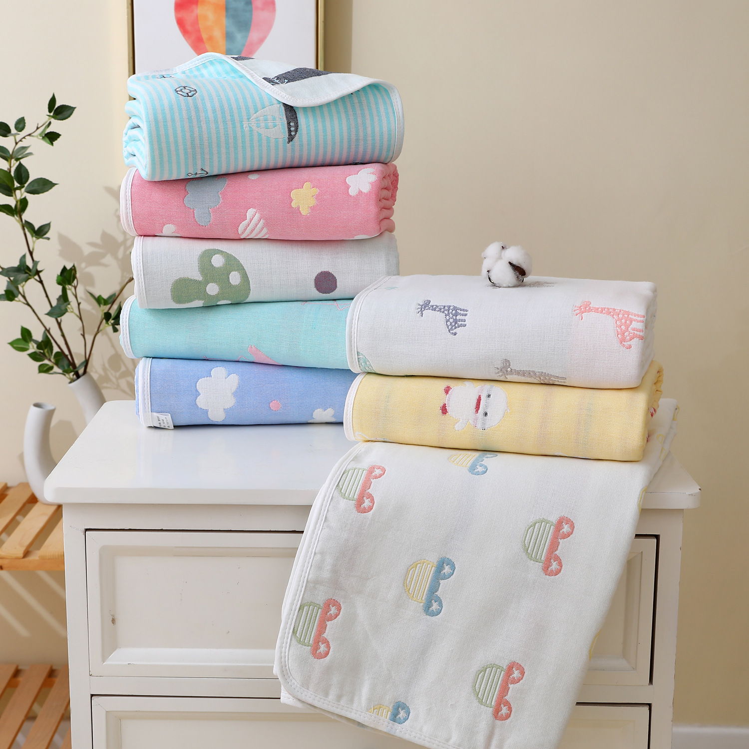 6 layer cotton gauze class a baby quilt kindergarten baby thick warm students nap blanket cross-border wholesale
