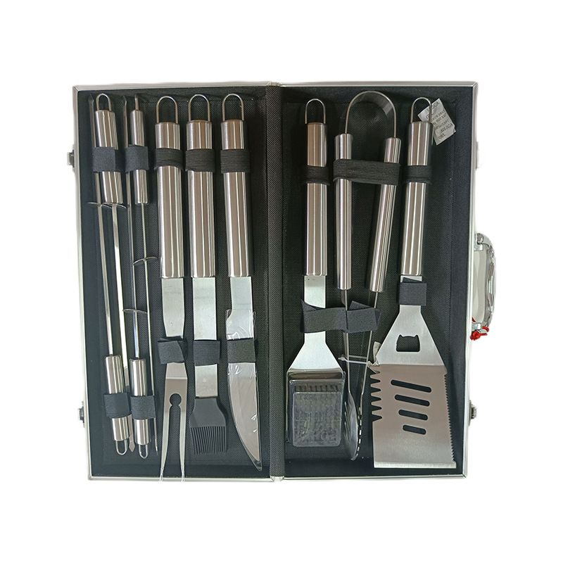 Picture of Factory Spot Barbecue Tool Set Home Outdoor Picnic Camping Style Aluminum Box Stainless Steel BBQ Grill Set