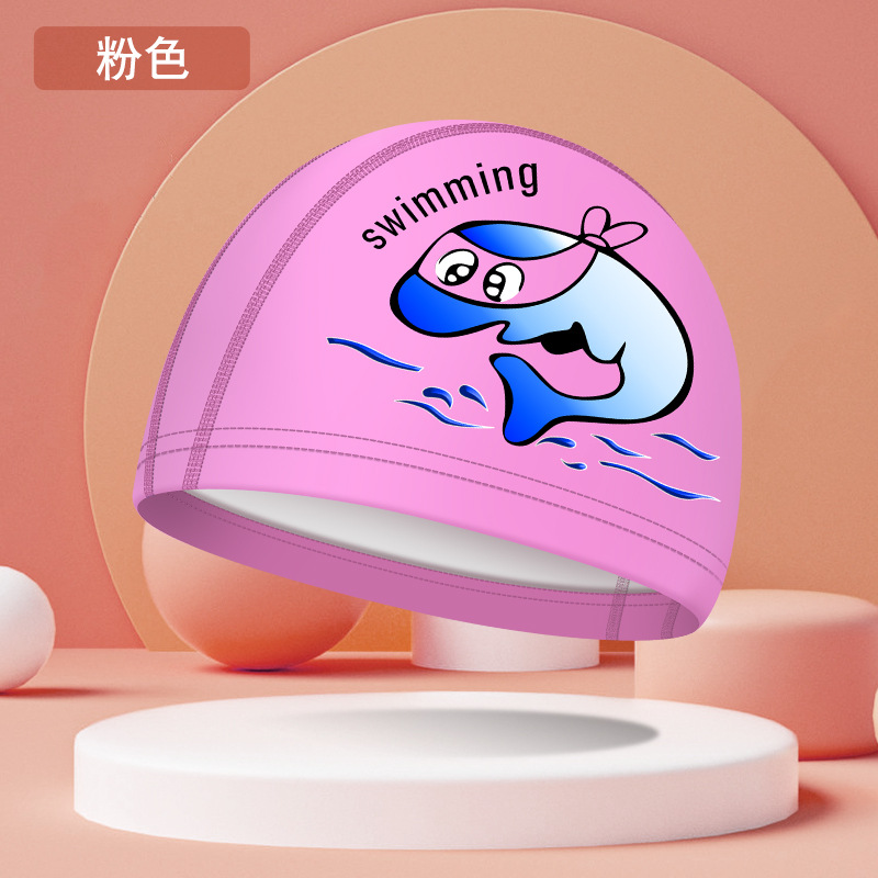 Picture of Children's swimming cap boys and girls waterproof head professional pu swimming cap cartoon pattern baby swimming cap wholesale