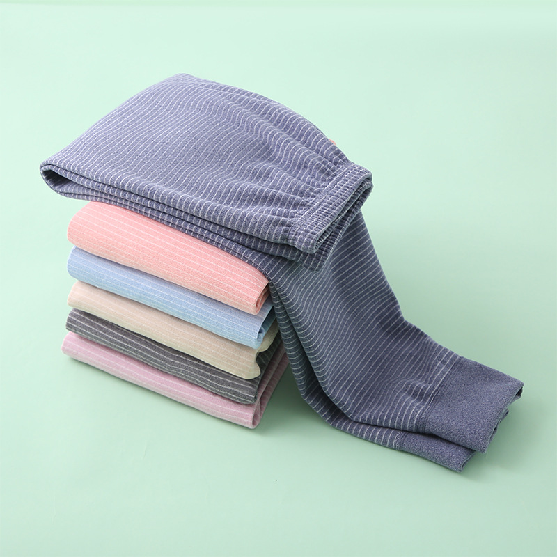 cuhk children's one-piece bottoming leggings home pajama pants autumn and winter striped double-sided sanding inner warm pants
