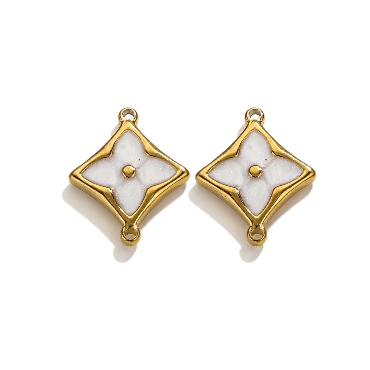 Picture of Spot Wholesale Strong Color Retention Electroplating 18K Gold-Plated Inlaid Four-Leaf Clover Double Hanging Bracelet Necklace DIY Jewelry Accessories