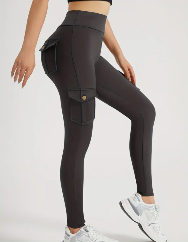 Picture of Pocket Fitness Pants Women's Stretch Tight Sexy Sports Pants High Waist Quick-drying Running Bodybuilding Pants Crowning Pants