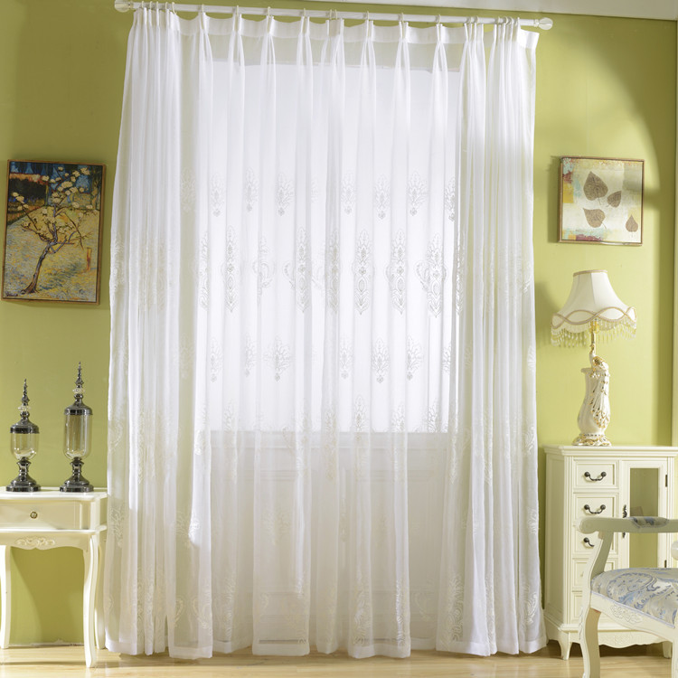 Picture of White European-style curtain window screen fresh garden yarn curtain yarn cotton embroidery embroidery finished processing bedroom
