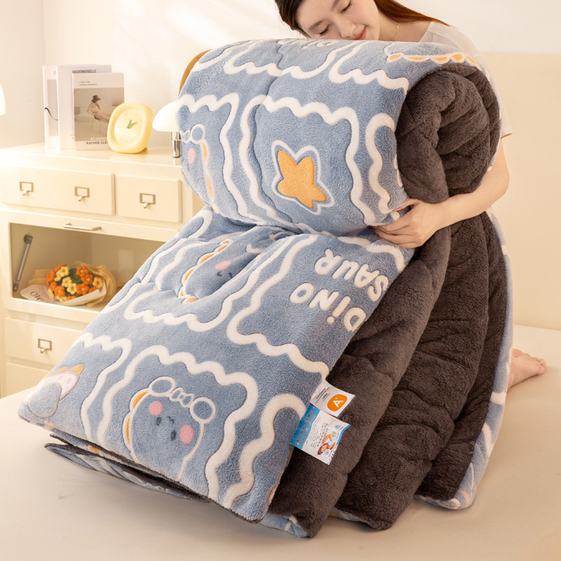 Picture of Lamb Velvet Quilt Winter Quilt Milk Velvet Coral Velvet Spring & Fall Quilt Student Dormitory Single Quilt Quilt Core Does Not Shed Lint