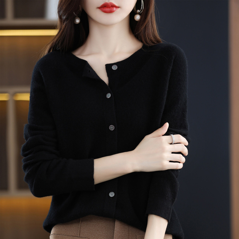 Picture of Wool Cardigan Women's Autumn and Winter New Loose Knitted Sweater First-Line Garment Solid Color Sweater High-end Atmospheric Coat Top