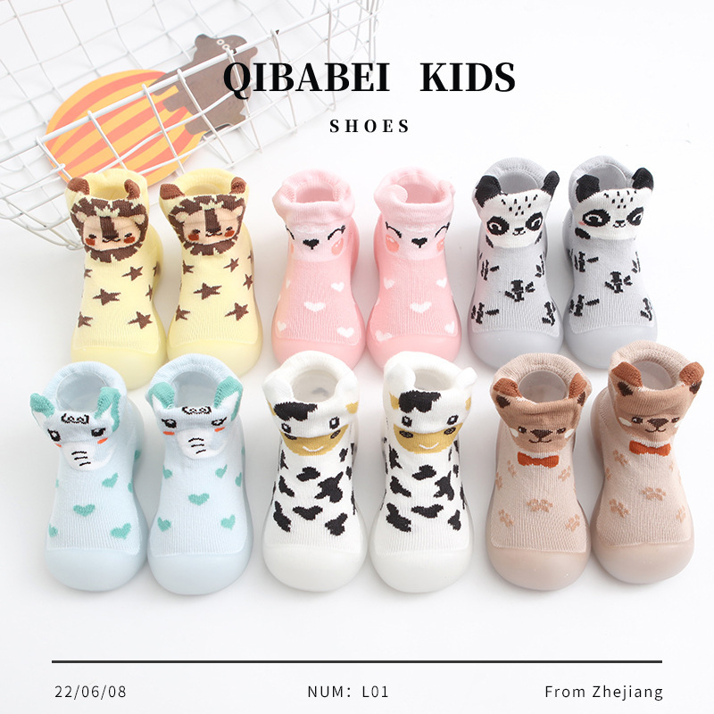Spring and Autumn Children's Mid-Tube Toddler Socks Shoes Baby Socks Shoes Men's and Women's Baby Indoor Soft Sole Anti-Slip Floor Shoes and Socks