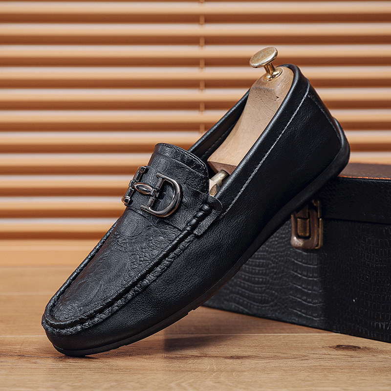 Men's Shoes, Beanie Shoes, New British Style Fashionable Casual Men's Shoes, Breathable Slip-On Men's Shoes, Loafers, Leather Shoes