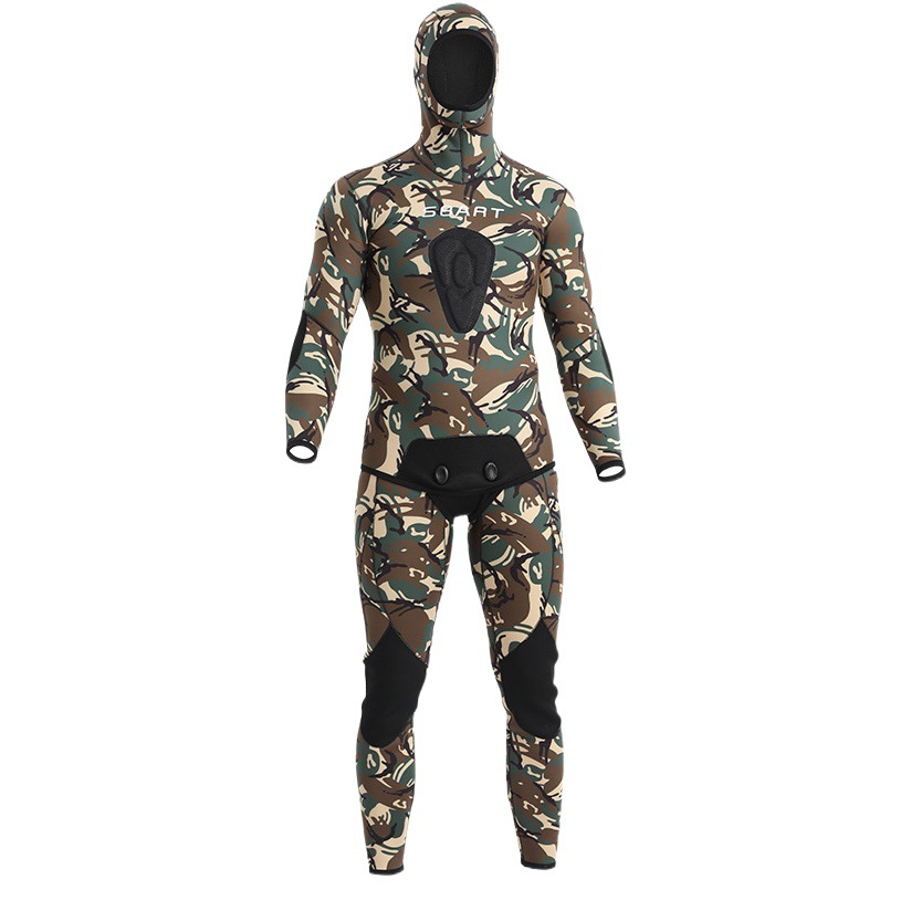 Shabbat 3MM hooded diving suit cold-proof warm winter swimsuit split fish hunting suit camouflage diving surfing suit