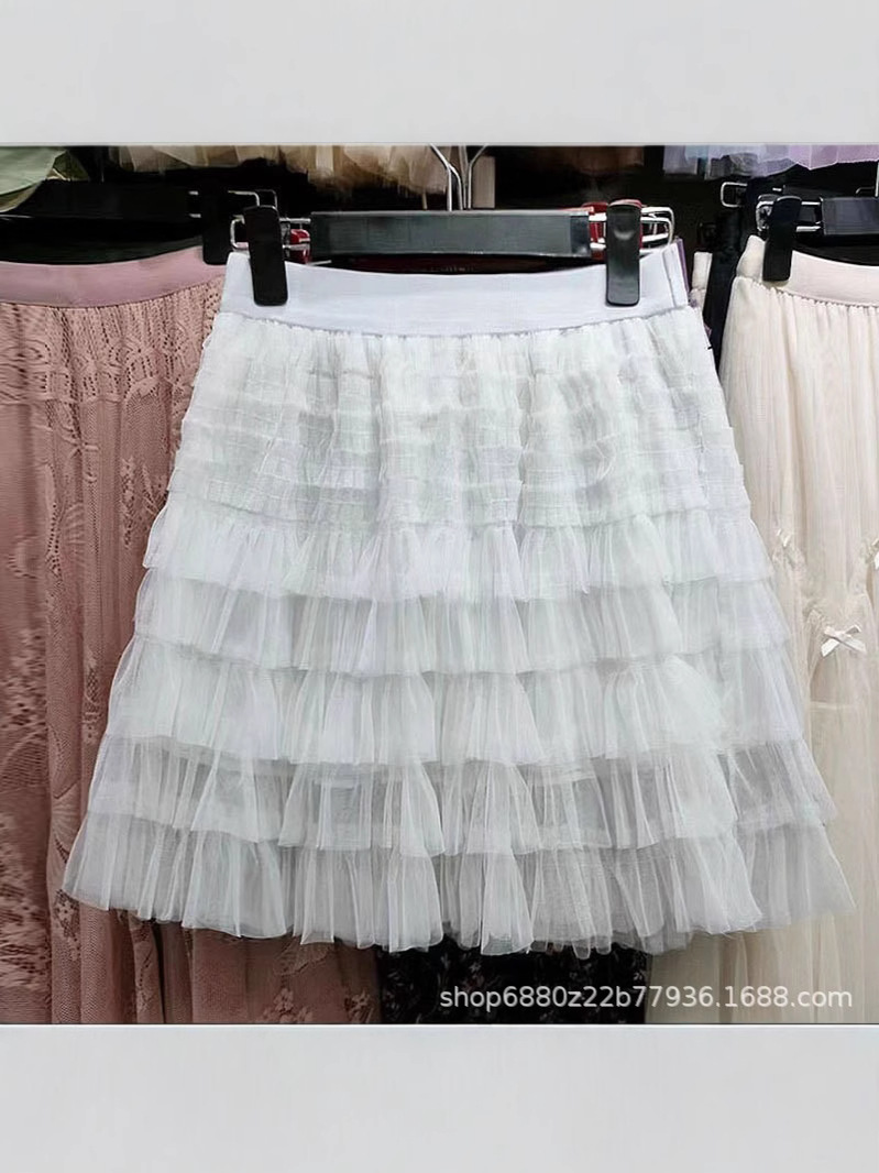 2025 New High Waist Slimming Mesh Princess Cake Skirt Cross-Border Sweet Cake Skirt