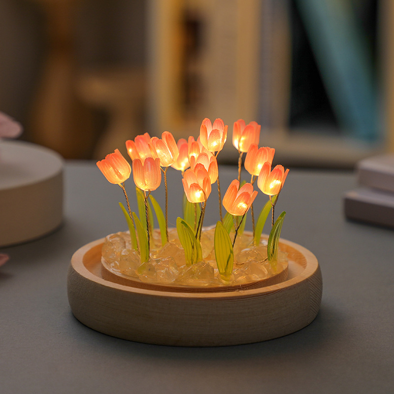 Picture of Tulip Night Light Handmade DIY Material Kit Creative Desktop Atmosphere Lamp Ornament Gift for Girls Mid-Autumn Festival Gift