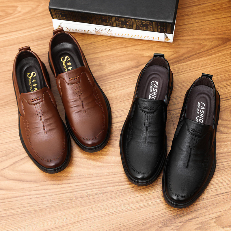 Picture of Cross-Border Leather Shoes Men's New Business Formal Casual Spring and Autumn Breathable Men's British Korean Style Round Toe Groom's Wedding Shoes