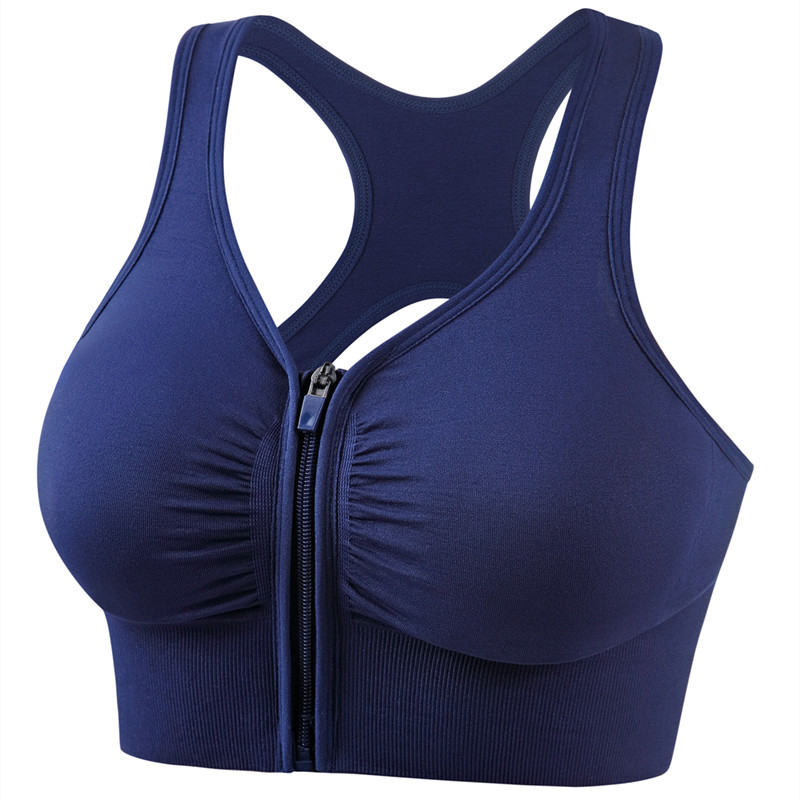 Picture of Shockproof Push-up Large Size Running Yoga Fitness Sports Bra Hollow Beauty Back Front Zipper Sports Underwear for Women