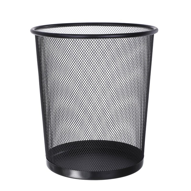 Picture of Metal Mesh Office Round Trash Can Household Wrought Iron Large Trash Basket Kitchen Storage Bucket Wholesale