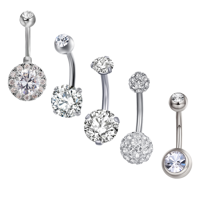 Picture of European and American cross-border supply fashion navel ring 5PCs polygon simple creative combination navel ring suit puncture