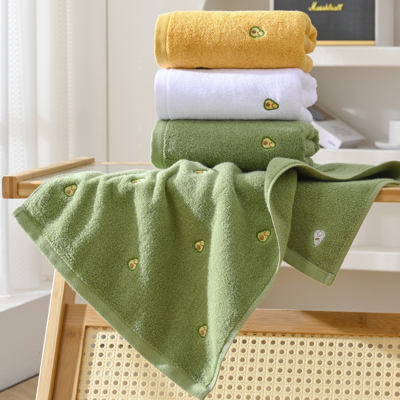 Fully Embroidered Avocado Bath Towel, Pure Cotton Adult Cotton Beach Towel, Cute and Creative Gift Towel, Logo Printable, Cross-Border