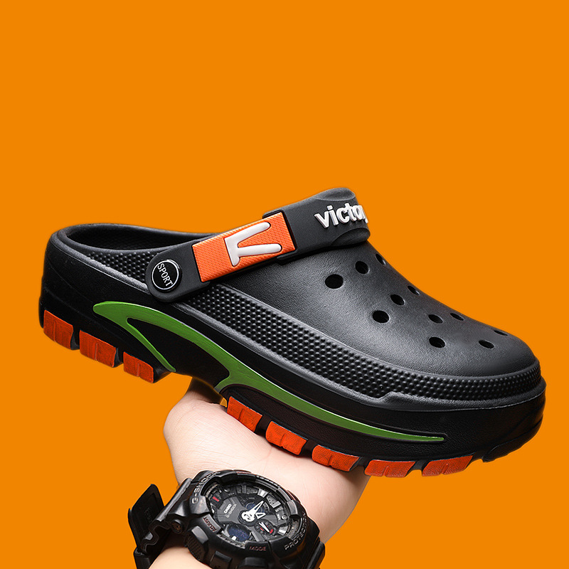 Summer New Style Outwear Hole Shoes Men's All-match Casual Baotou Slippers Thick-soled Non-slip Wear-resistant Beach Sandals
