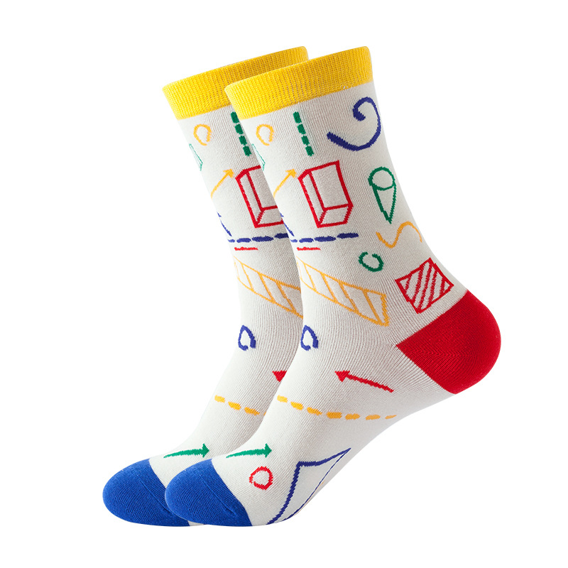 Picture of 2024 New Socks Women's Autumn and Winter European and American Hip-Hop Trendy Mid-Tube Socks Function Pattern Casual Cotton Socks Spot Wholesale