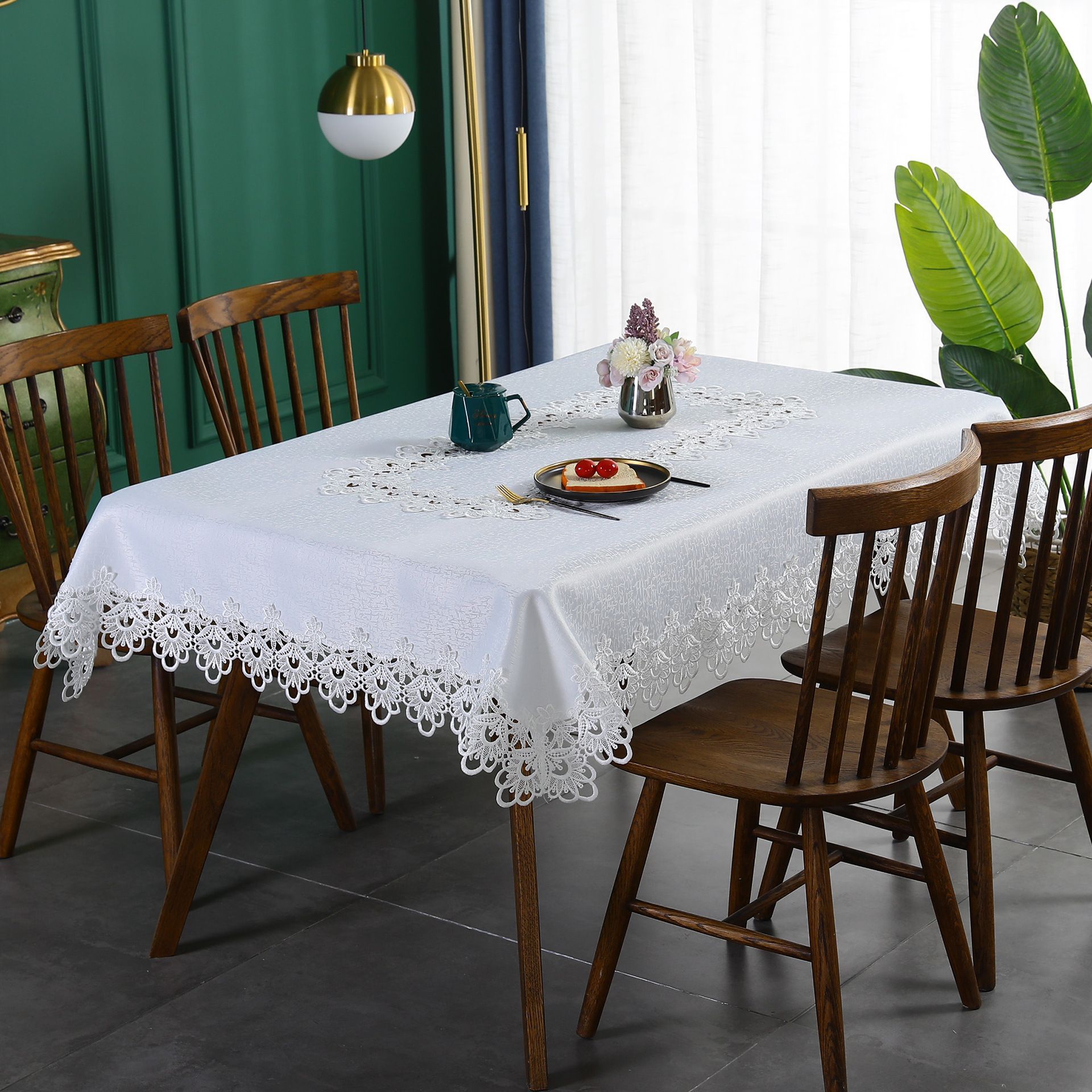 European Style Lace Tablecloth Cross-Border Wholesale Hollow Lace High-End Home Coffee Table Dining Table Long Tablecloth
