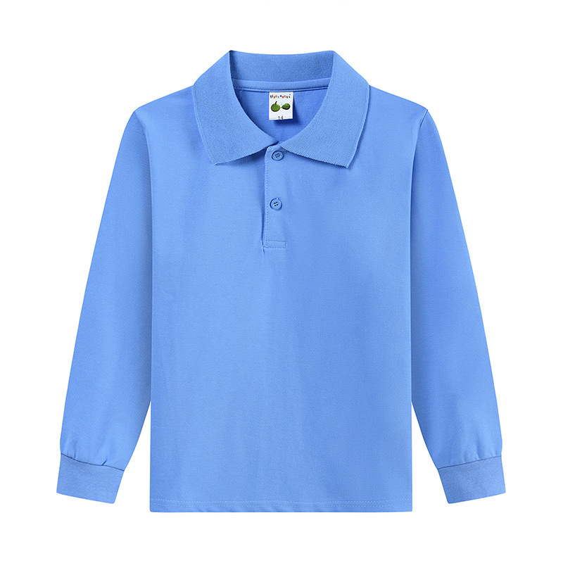 Picture of Boys' polo shirt long sleeve T-shirt children's cotton school uniforms girls lapel garden clothes White bottoming shirt a generation of hair